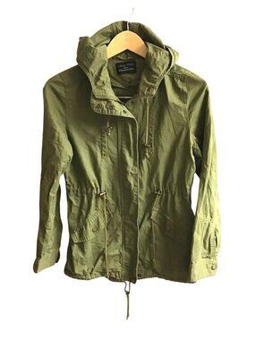 LOVE TREE- WOMENS GREEN 100% COTTON HOODIE ZIPPER LONG SLEEVE JACKET SIZE SMALL